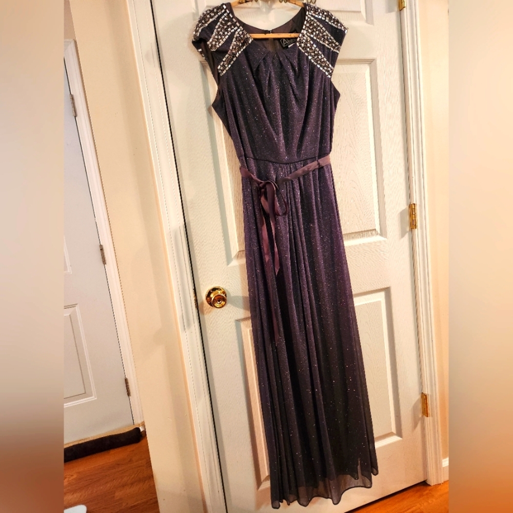 Alex Evenings, Elegant charcoal/silver shimmer, Evening Gown, sz 16
